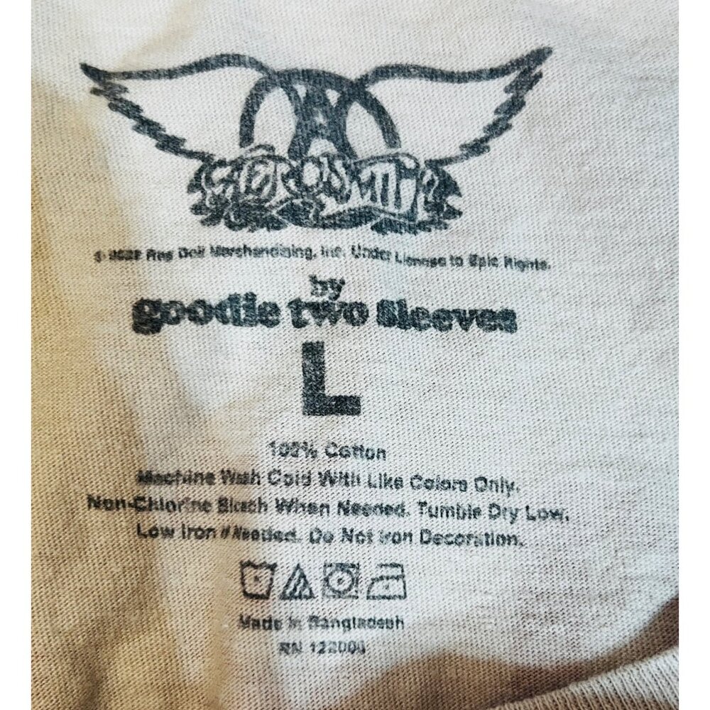 Vintage Aerosmith Beige Ridin High Back In The Saddle Crop Tshirt Large - Picture 4 of 6
